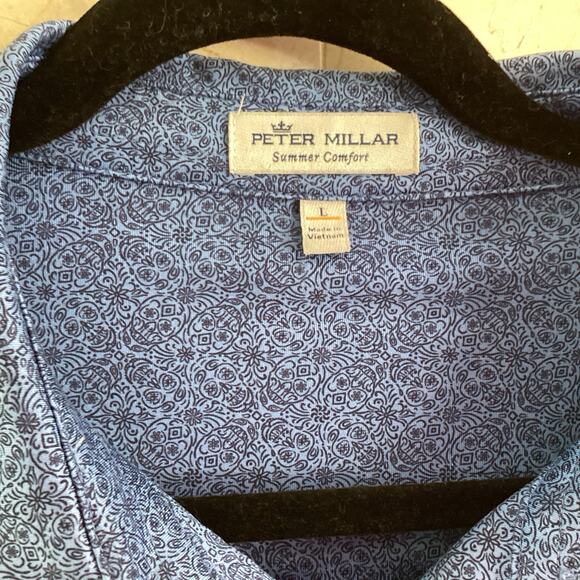 Peter Millar Men’s Polo Shirt Large Blue, Summer Comfort, Skulls AOP Golf Preppy - Picture 3 of 8